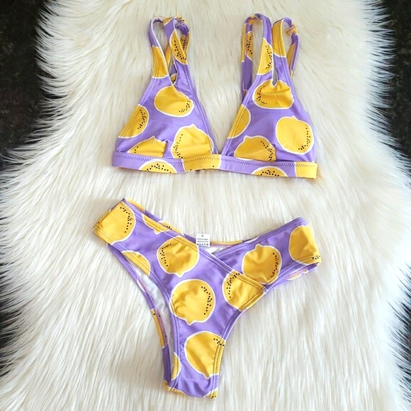 Juicy Lemons Triangle Cut Out Bikini Set Swimsuit - Picture 5 of 8